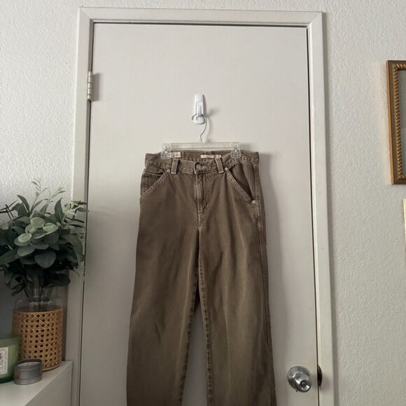 🦋 LEVI'S Brown Dad Utility Jeans Pants 25 Loose Straight Fit High Rise Y2k - Picture 3 of 6